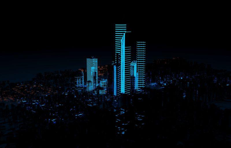 全息未来3D城市霓虹灯