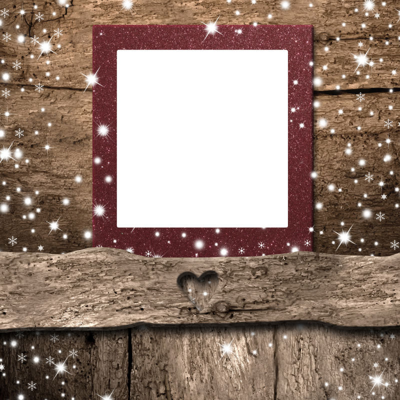 木板上的圣诞空相框