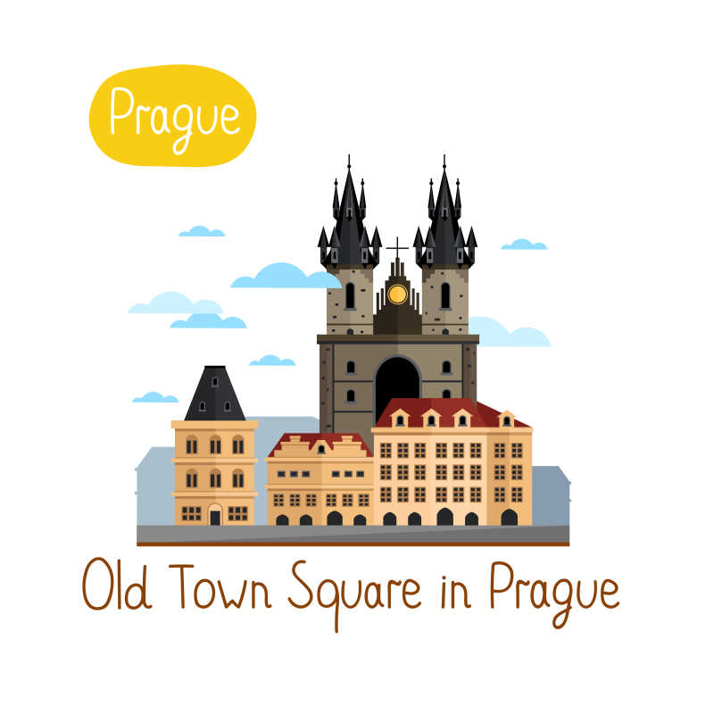 矢量布拉格的老城区广场图标