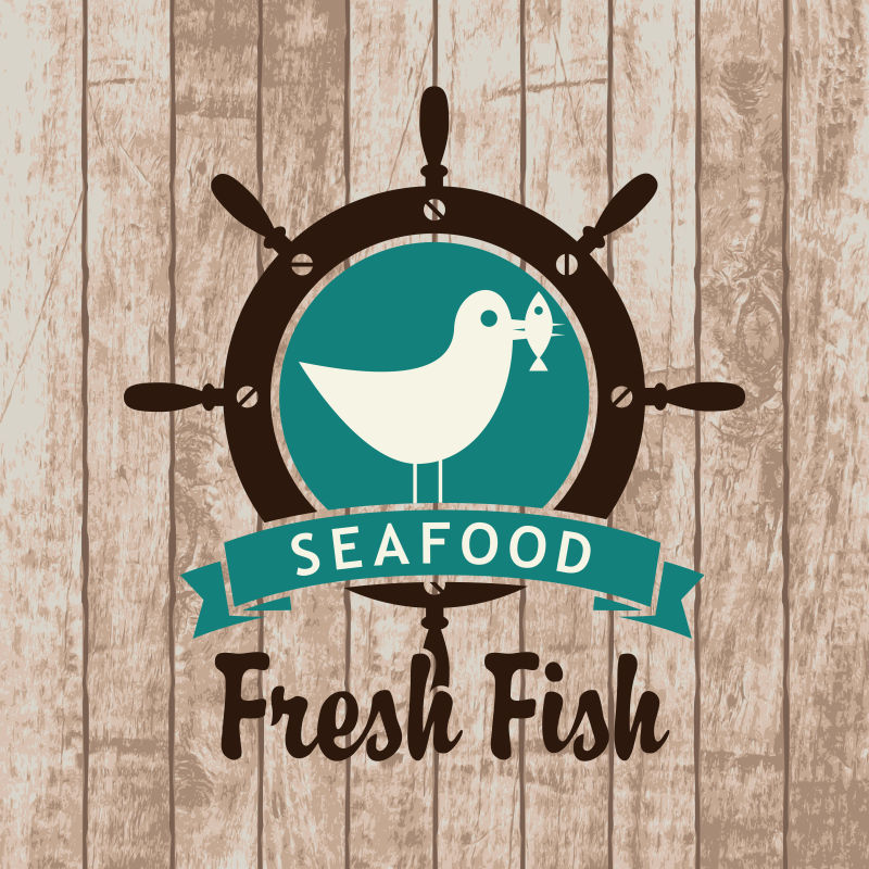 矢量新鲜海鲜食品的图标设计