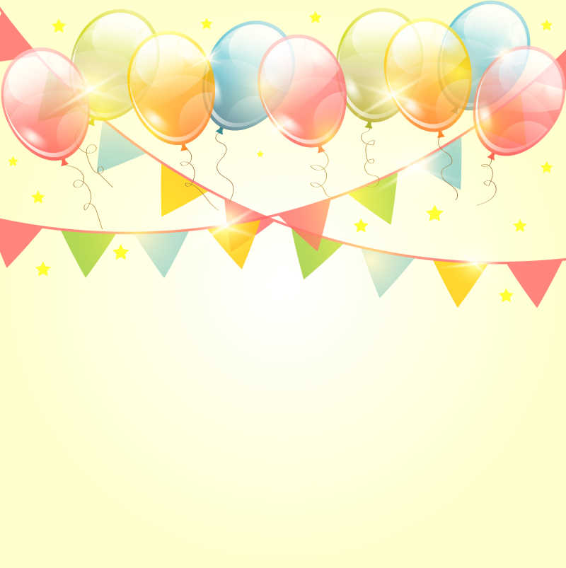 生日聚会上的透明彩色气球矢量背景