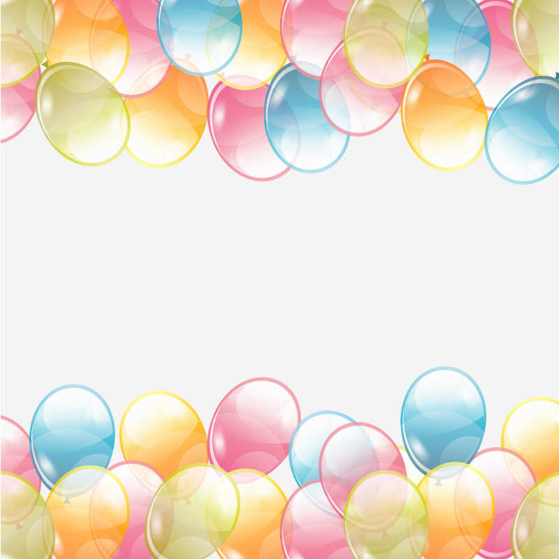 彩色的透明生日气球矢量边框